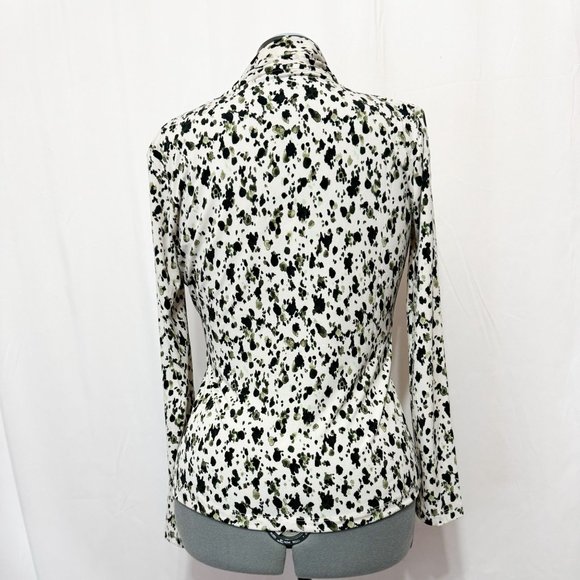 DKNY NWT Sz M Olive Multi Surplice Detailed Long Sleeve Top - Picture 6 of 10